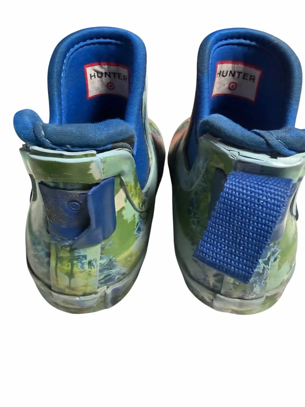 Hunter Kids Blue and Green Camo Short Rain Boots Toddler Size 8